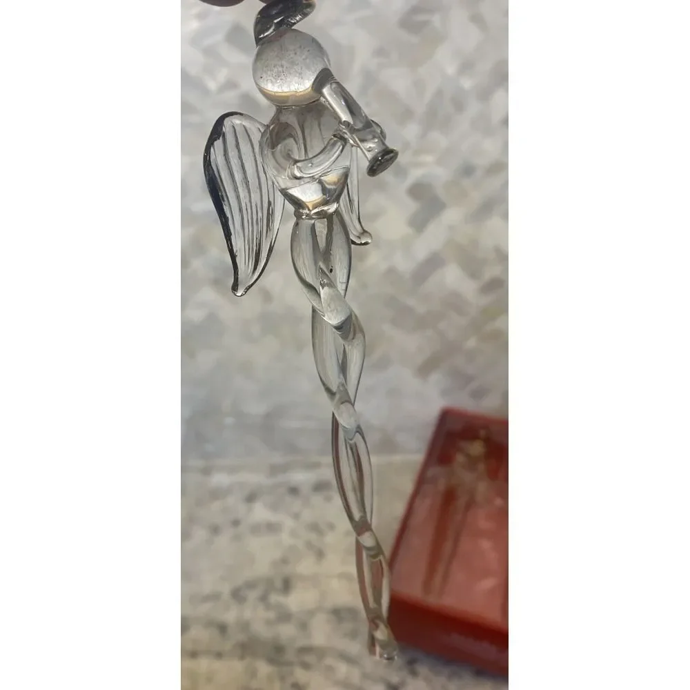 pier 1 Glass Icicle‎ Angle Ornaments Hand Made & Hand Painted. New 2 Box's